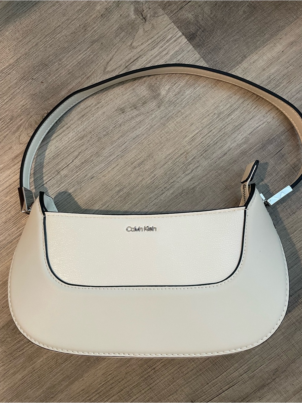 Calvin Klein Cream Shoulder Bag with Black Trim